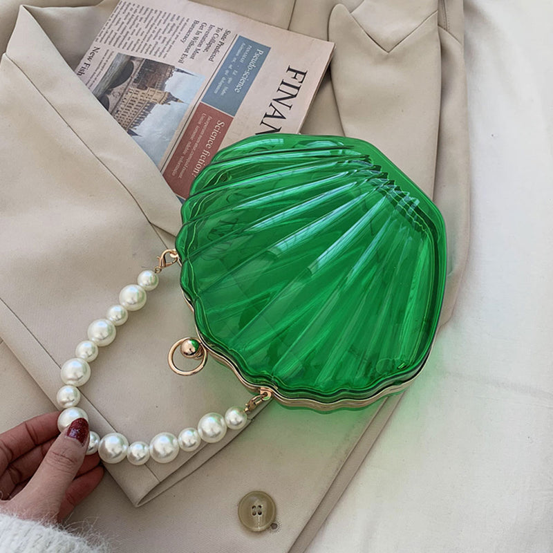 Acrylic Shell Pearl Strap Clutch Bag