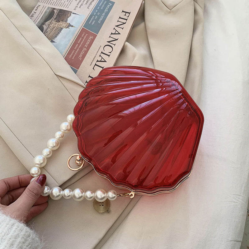 Acrylic Shell Pearl Strap Clutch Bag