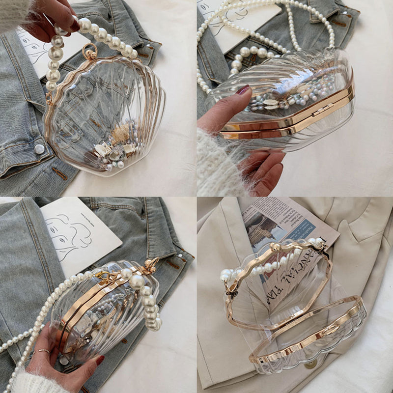 Acrylic Shell Pearl Strap Clutch Bag