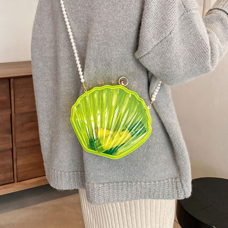 Acrylic Shell Pearl Strap Clutch Bag