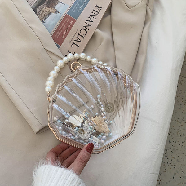 Acrylic Shell Pearl Strap Clutch Bag